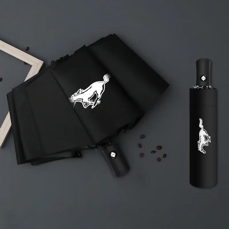 

New 2026 Car Sticker Car Windproof automatic folding umbrella For Ford mustang Shelby GT GT500 GT350 Convertible Mach-E cobra Go