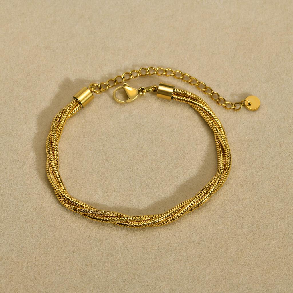 Stainless Steel Jewelry Gold Color Chains Bracelet For Women Fashion Quality Twist Wrist Mom Girlfriend Valentine's Day Gift