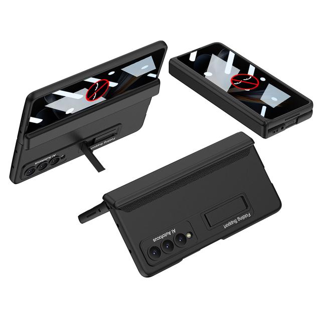 For Samsung Galaxy Z Fold 4 Case With Anti -Peek Glass Magnetic Hinge Anti -Knock Hard Cover For Galaxy Z Fold4 Bracket Case
