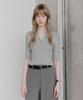 LEFTSEOUL Button Collar Ribbed Half Knit [Gray]