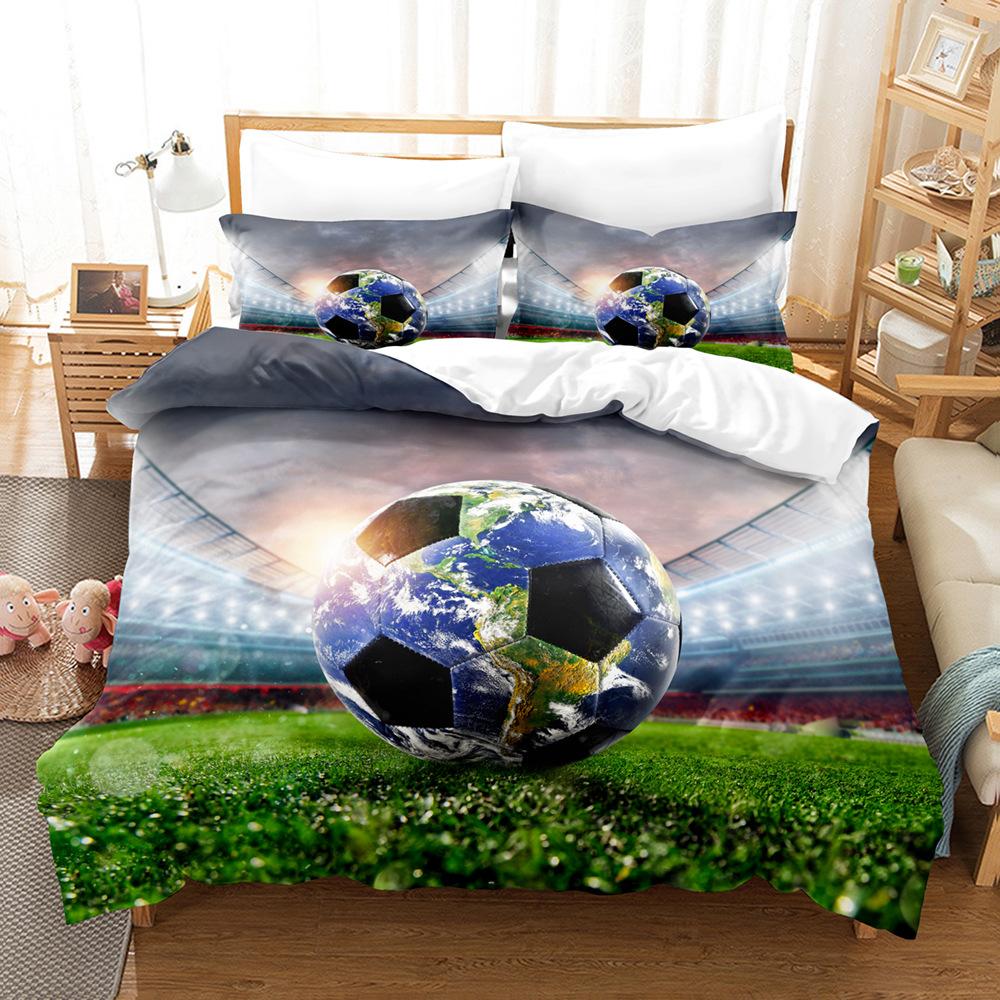 3d Digital Printing Football Three-piece Quilt Cover Set