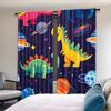 Set Of 2 Contemporary Space Themed Dinosaur Print Curtains Semi Polyester Pongee Style Roller Curtain With Rod Pocket Light Filtering Machine Washable