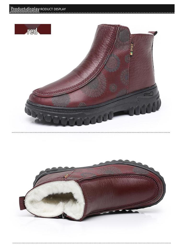 Dámské vlněné zimní boty: Protiskluzové, Měkká podrážka, Hřejivá bavlna pro střední věk a seniory