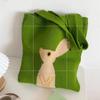 Animal Rabbit Handbag Green Weave Shoulder Bag Simple Knitted Tote Bag  Girls