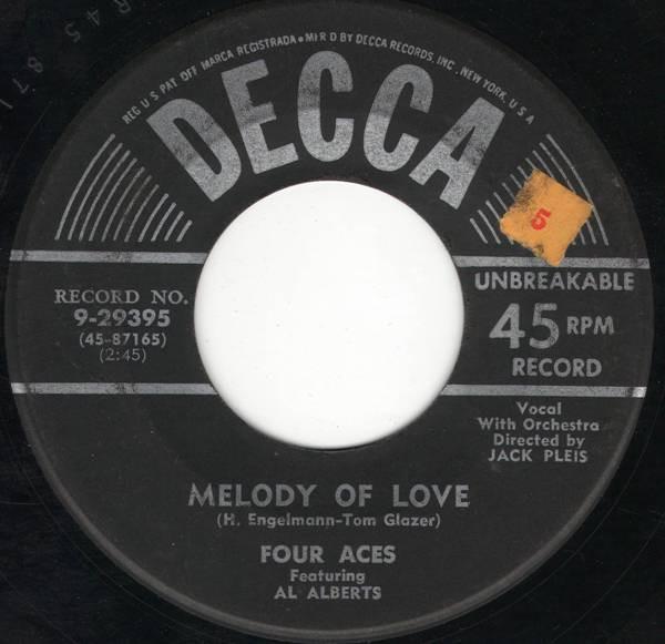 

7inch Record FOUR ACES, AL ALBERTS - Melody Of Love 929395 Decca 1955 US Pop Used