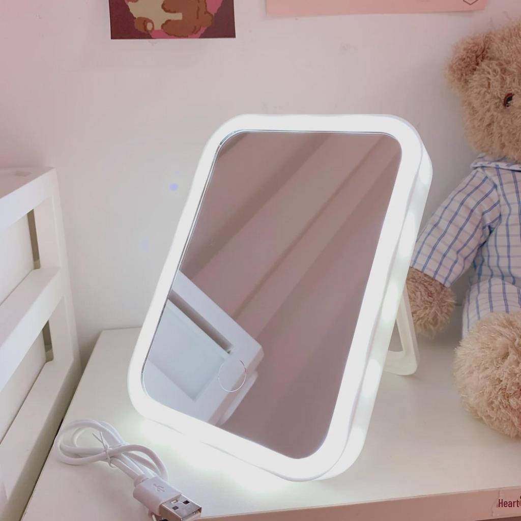 LED Portable Folding Makeup Mirror with Lights - Cute Japanese Style