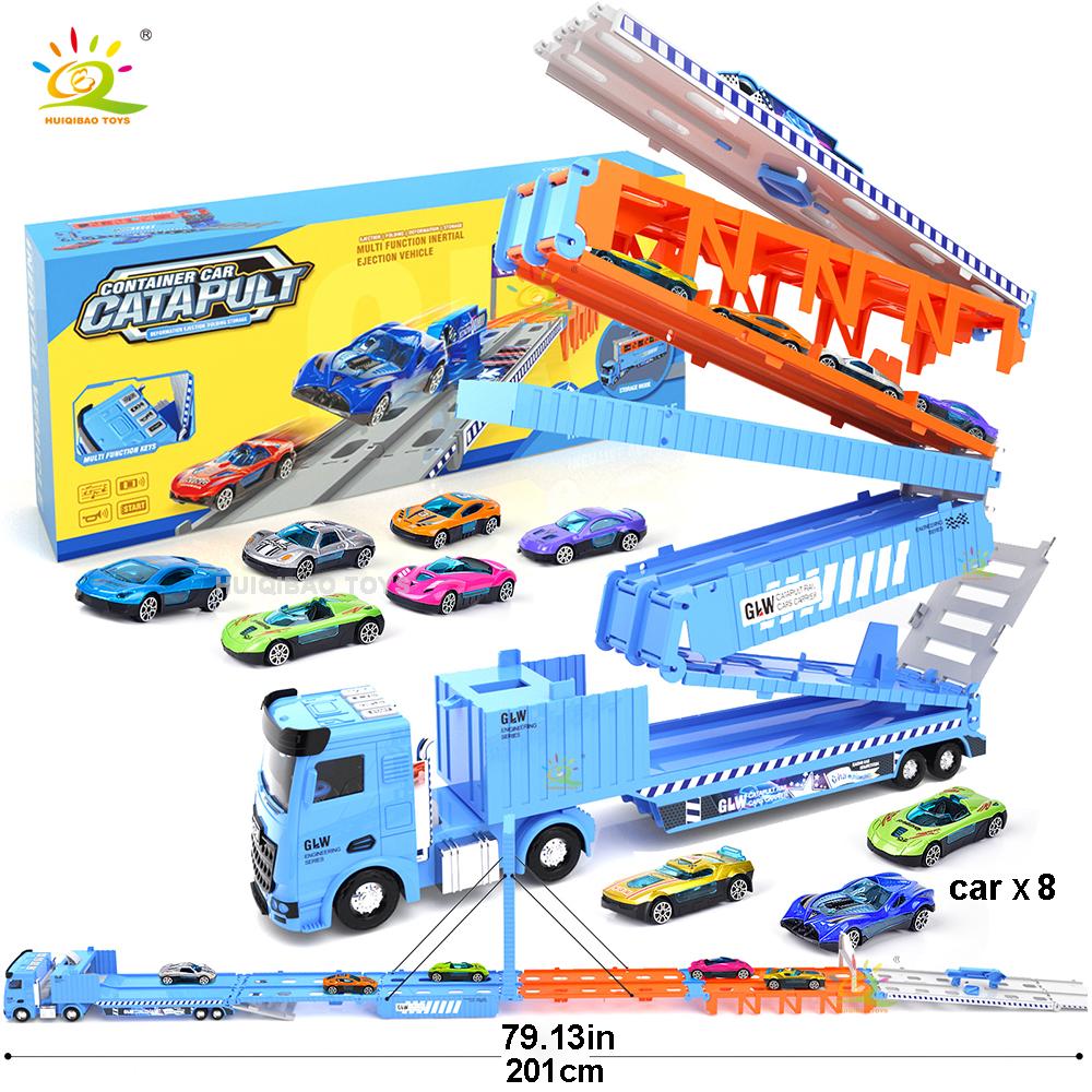 Large Inertia Track Truck Set | Foldable Track Storage | Launching Alloy Flying Car | Competition Game Boy Toy Gift