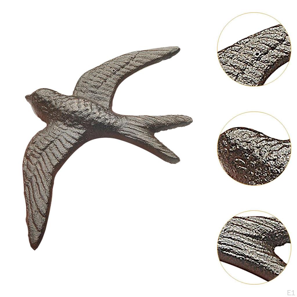 Fliegender Vogel Wanddekoration Kunst Ornament Schwarze Skulptur aus Gusseisen Schwalbenfigur für die Innenterrasse