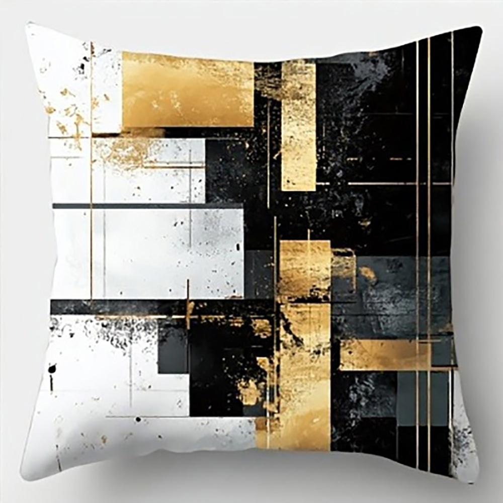 

Черный, Белый и Золотой Декоративная подушкаПодходит для дивана, автомобиля, спальни, декоративная наволочка, чехол для подушки 16x16Inch