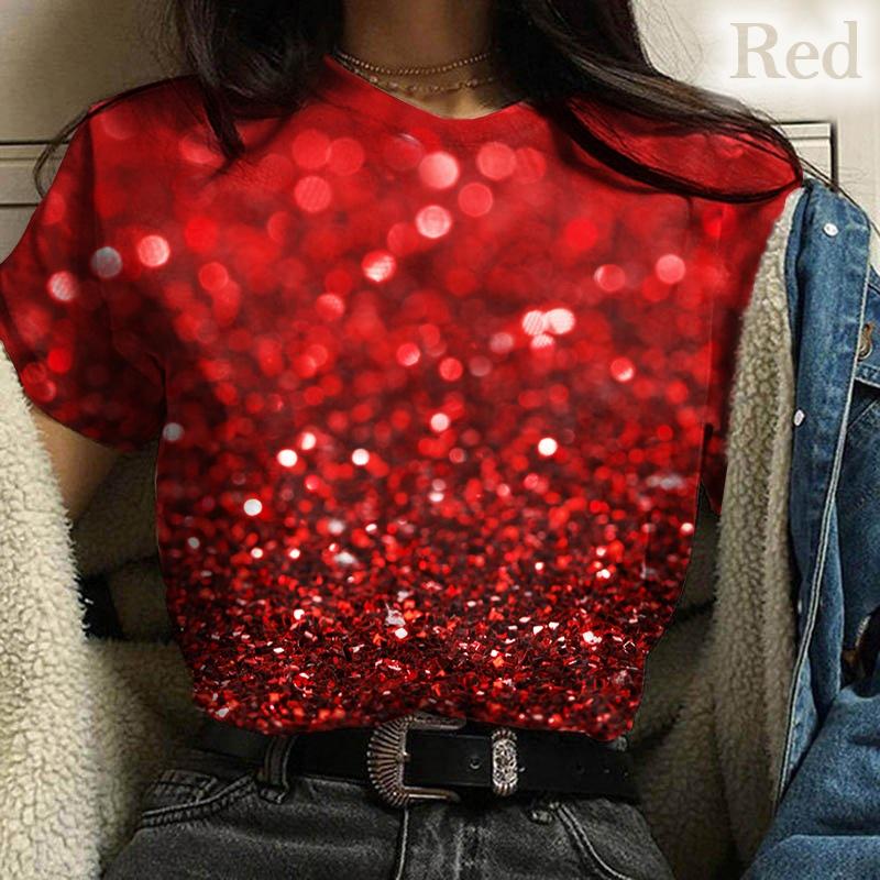 New Color Glitter Pattern 3d Print T-shirt Unisex Casual Sround Neck T Shirt