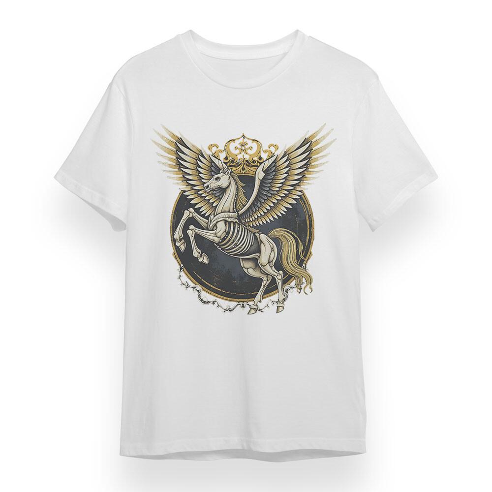 

Men s Oversize T-shirt With Gothic Steed Unisex White 100% Cotton Tee Summer USA L