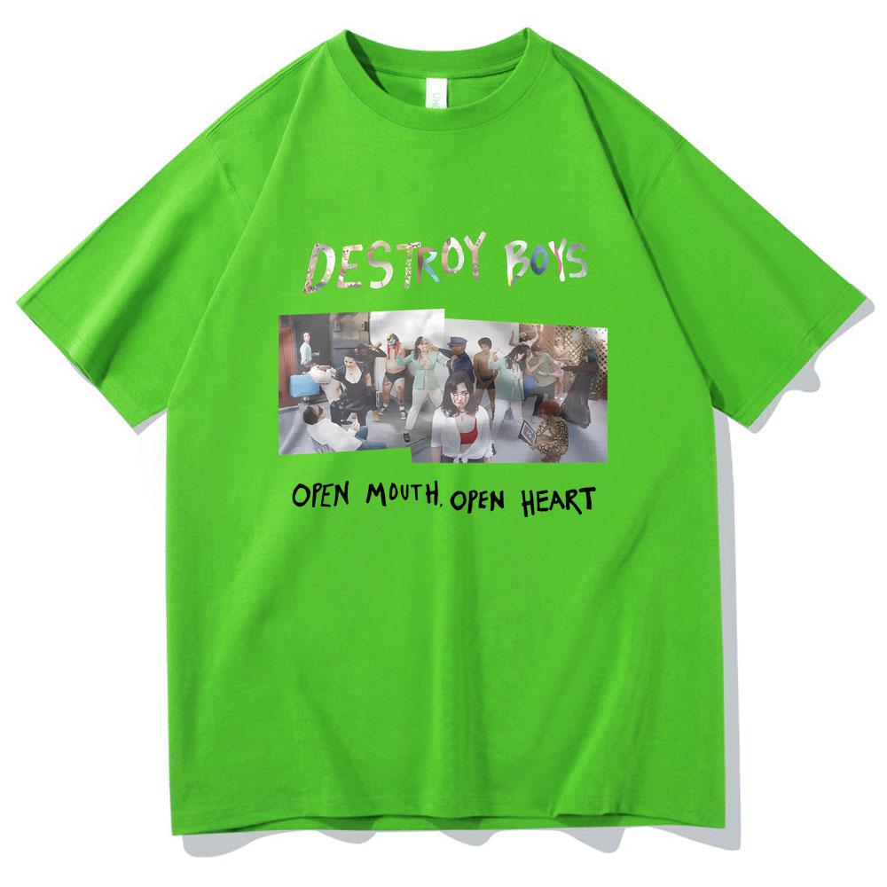 

Best Famous Destroy Boys Open Mouth Open Heart Album Graphic Tshirts Men Women Cotton Casual Oversized Short Sleeve T Shirts 4XL