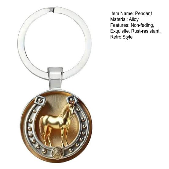 Retro Hobuse Võtmehoidja Hobuseraua ja Hobuse Ripatsiga Võtmerõngaga Kuldne Hobune Õnne Võtmehoidja Kingitus Meestele Naistele Hobusearmastajatele