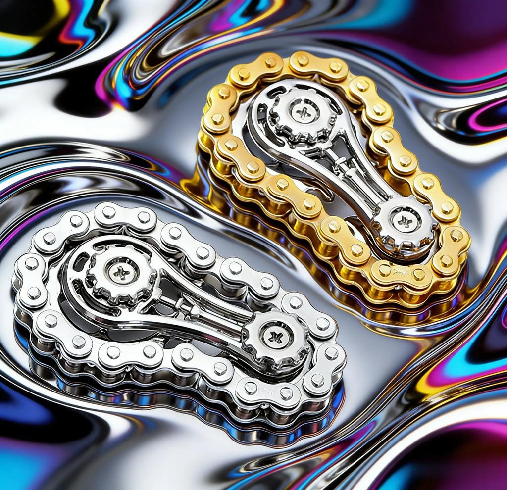 EDC Bike Chain Gear Fidget Spinner, Metal Mechanical Flywheel Fingertip Gyro, Antistress Anxiety Relief Hand Toy for Adults