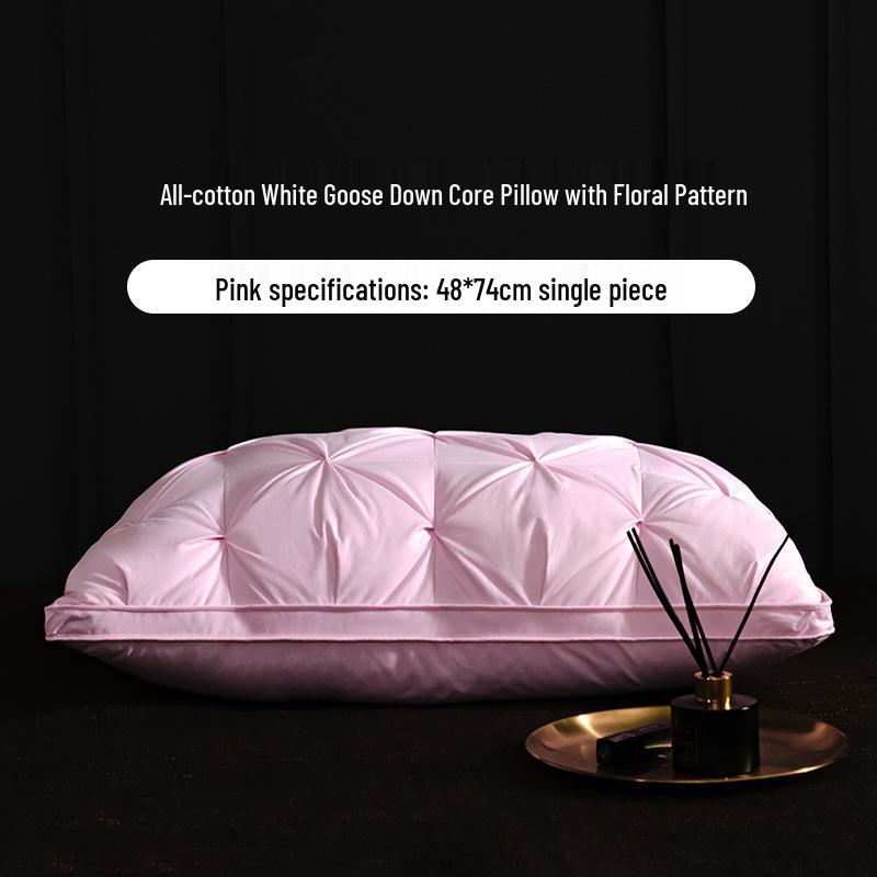 Luxury Goose Down Pillow with Cotton Cover for Neck Support