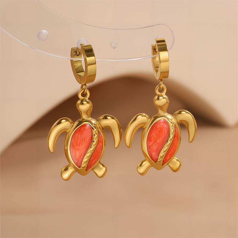 Titanium and Steel Earrings, Fashionable Ocean-themed Turtle Drooling Earrings, Cute Turtle Earrings with An Elegant Touch for Ladies.