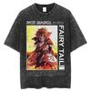 T-shirt Imprimé FAIRY TAIL Natsu Lucy Happy Gray Homme Manga Coton Lavé T-shirts Décontracté Vintage T-shirt Harajuku Hauts Homme
