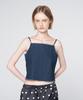 320SHOWROOM Reversible Button Denim Crop Sleeveless Top Deep Blue