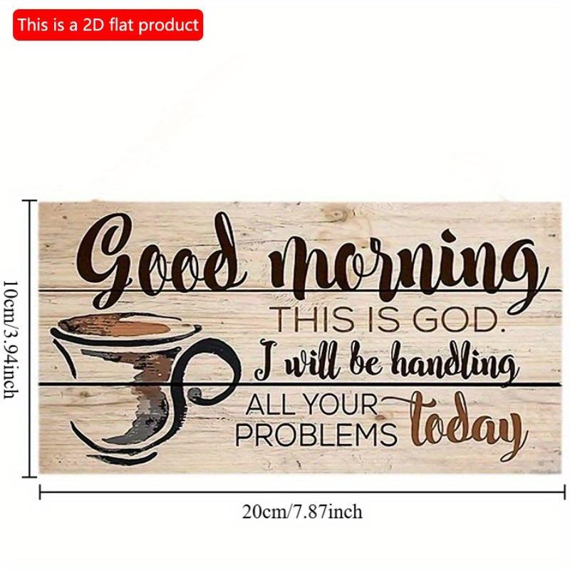 2d Flat 20*10cm, Coffee Shop Decoration, Good Morning, Family Coffee, Wooden Rectangular Creative Decorative Board, for Home, Kitchen, Cafe, Garden