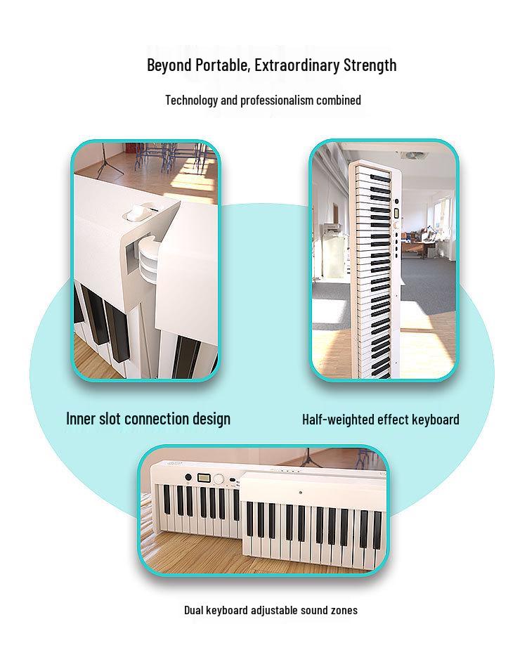 88-Key Folding Electronic Piano with Weighted Hammer Action, MIDI, CE Certified.