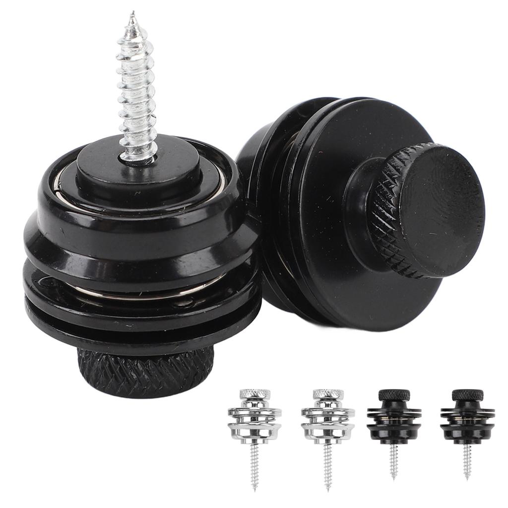 2Pcs Guitar Strap Locks Security Buttons Heavy Duty Metal Flat Round Head Non Slip Fall Resistant To