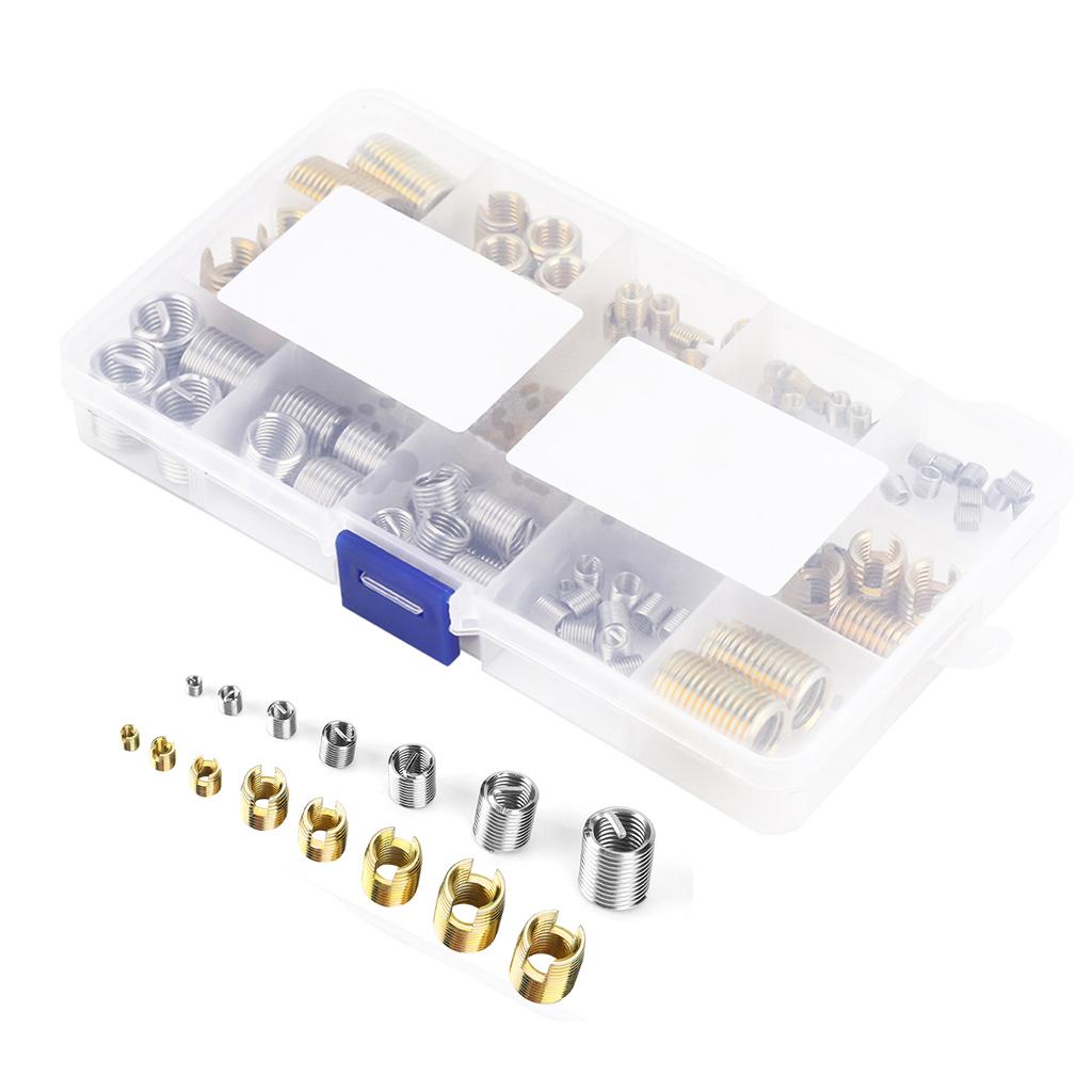 116Pcs Self Tapping Thread Slotted Inserts and Steel Wire Thread Inserts Combination Set
