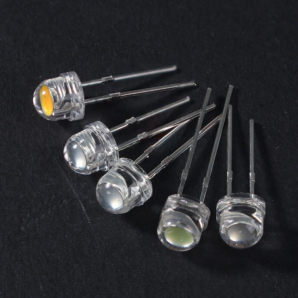 50KS Slaměný klobouk LED dioda 5MM Modrá Zelená Červená Žlutá Bílá Svítící F5 Super Jasná LED