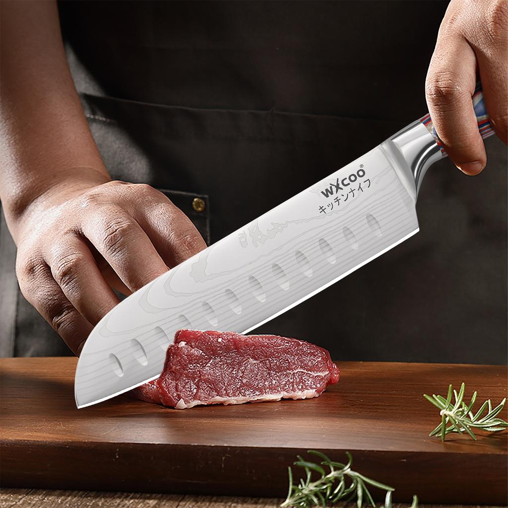 Professional Japanese Knives Kitchen Santoku Knife Damascus Pattern Chef Knife Vegetable Cutter Knife Slicing Knife