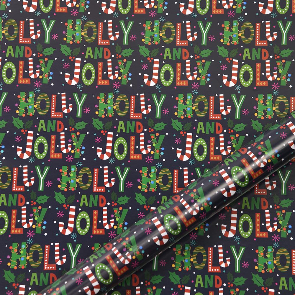 50x70cm 1 Roll Christmas Gift Wrapping Paper with Snowflake, Santa Claus, Reindeer Printed for Christmas, New Year Celebration