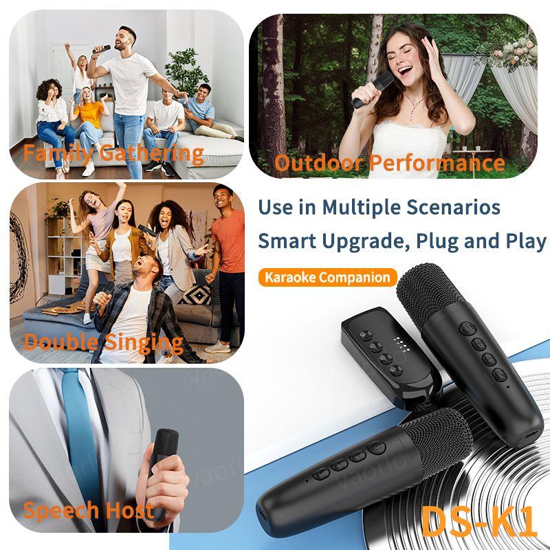 VAORLO Mikrofon bezprzewodowy do karaoke, śpiewanie w domu, niskie opóźnienie transmisji, obsługa wielu trybów dźwięku, dla rodzin, gra na żywo, mówienie