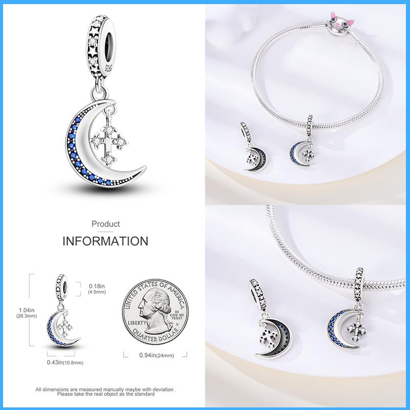 Fashion Copper Sparkling Zircon Star Moon Series Charms Beads Fit Qikaola Original Bracelets Diy Birthday Jewelry