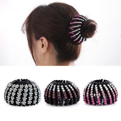 Rhinestone Curler Roller Bird Nest Hair Claw Ponytail Clamps Hair Fold Wrap Crystal Hair Bun Maker