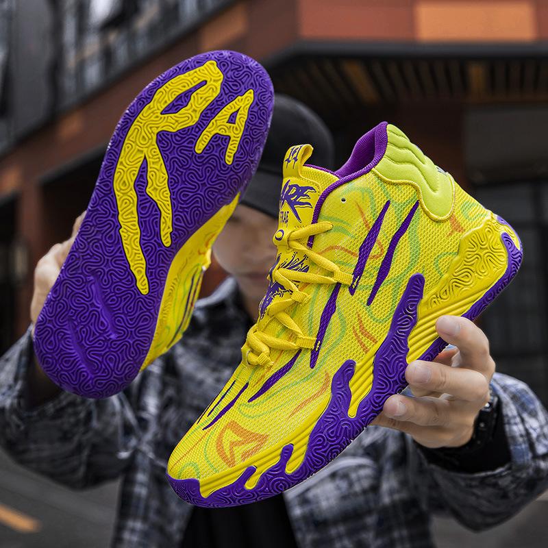 Basketball shoes men and women friction sound non-slip wear-resistant high-top cement floor actual combat cushioning sports shoes casual shoes