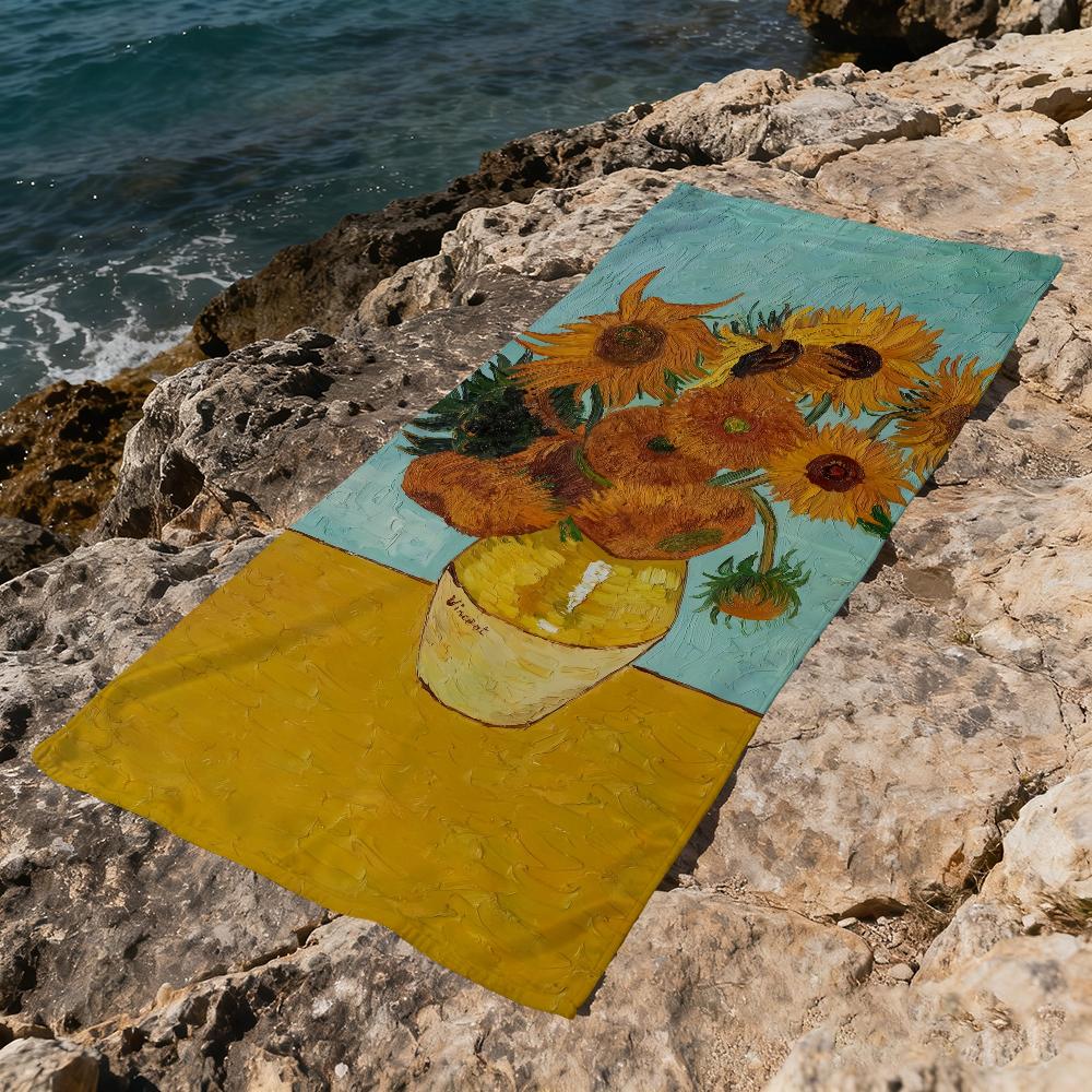 V-van Gogh Oil Art Painting Towel Beach Quick Dry Soft Pool Towels Gift for Travel Gym Shower Camping sports