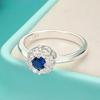 925 Sterling Silver Flower Blue Zircon 7-10# Ring for Women Wedding Engagement Party Fashion Jewelry