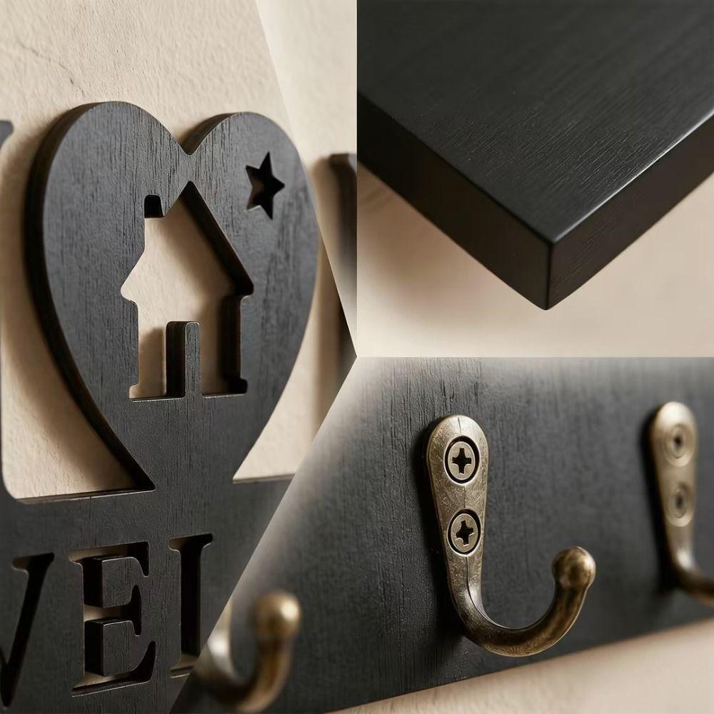 6 Hooks Wall Mount Key Rack Nordic Style Wall Decorative Hook Key Storage Holder Housewarming Gift