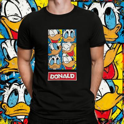 Męskie Koszulki Disney Nowość Sknerus McKwacz z Pieniędzmi dla Mężczyzn Okrągły Dekolt 100% Bawełna T-Shirt Disney Kaczor Donald Kreskówka