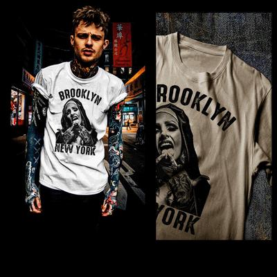 Brooklyn T-Shirt New York City BK NY Hip Hop Stinkefinger Attitüde Weißes T-Shirt
