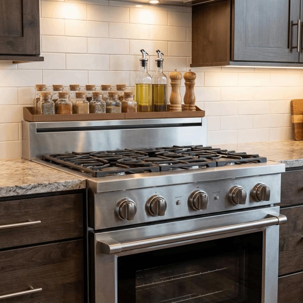 Silicone Over the Stove Spice Rack 3 Partitions Kitchen Storage Shelf  for Flat-Top Stove
