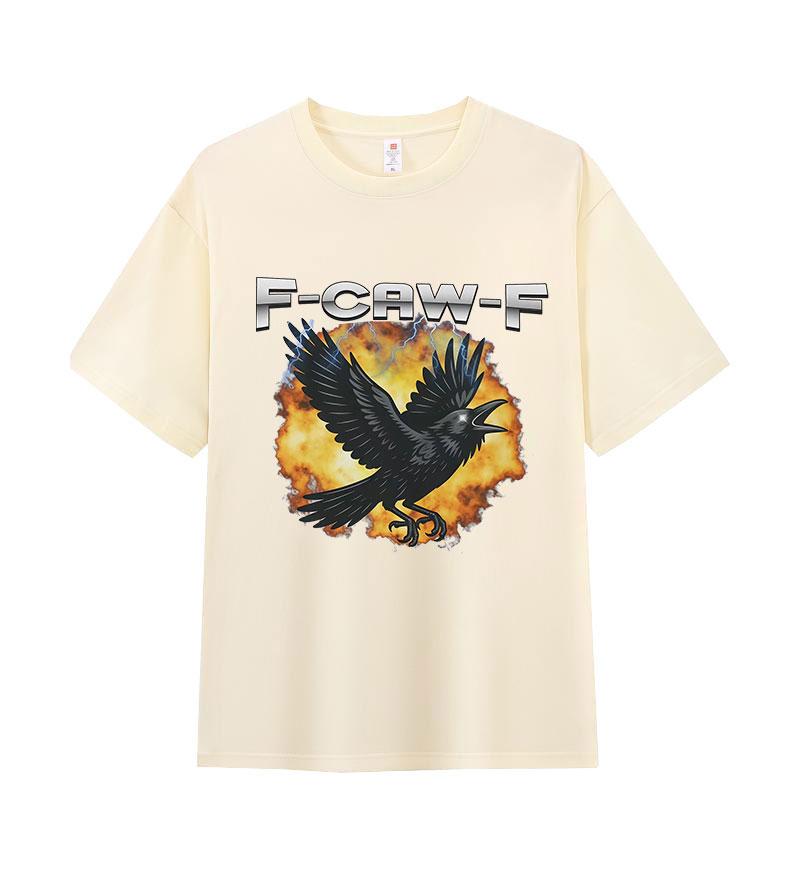 F-Caw-F Crow Bird Ironic Sarcastic Animal Funny T-shirt Men Women Vintage Oversized Clothing T-shirts Fashion O-Neck Cotton Tees