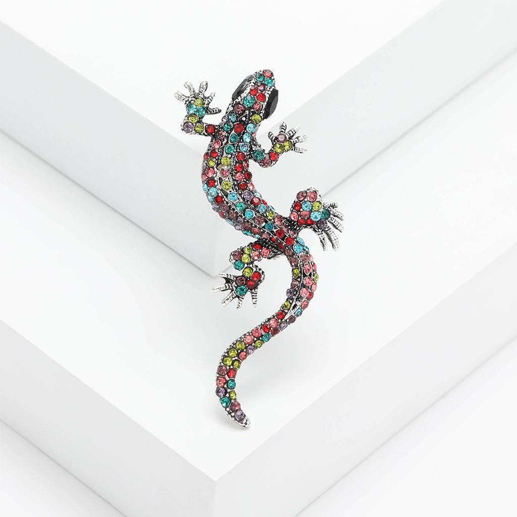 Personality Exaggerated Versatile Alloy Diamond Gecko Brooch Fashion Trend Animal Pin