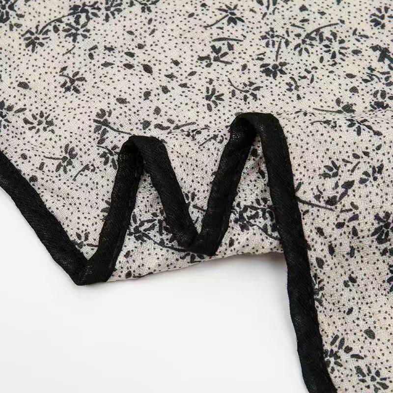 Retro Floral Cotton-Linen Scarf: Versatile Shawl for Spring & Autumn - Korean Style Neck & Shoulder Protection