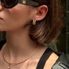 Salircon Exquisite Stainless Steel Glass Drill Stud Earrings Women's Luxury 18K Gold Plated Piercing Earrings Waterproof Jewelry