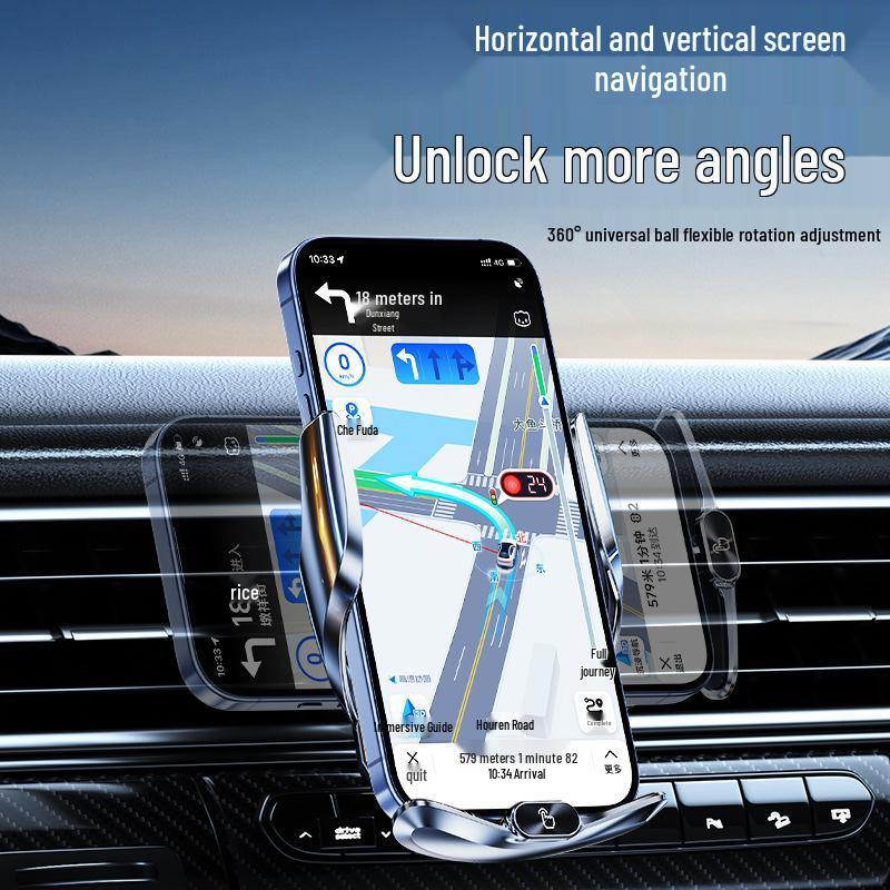 Q11 Smart Wireless Charger & Auto-Clamping Car Phone Holder - 15W Fast Charge & Universal Navigation