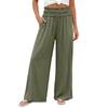 Women's Wide Leg Pants High Waist Loose Fit Pleated Bohemian Style Travel Casual Trousers with Pockets Summer Fashion Solid Color