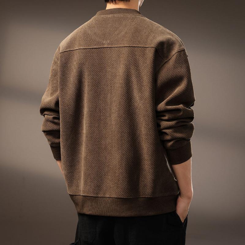 Plus Size Mens American Vintage Heavyweight Cardigan Sweatshirt Baseball Jacket