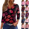 Women's  Collar Valentine's Day Print Short-sleeved T-shirt Top