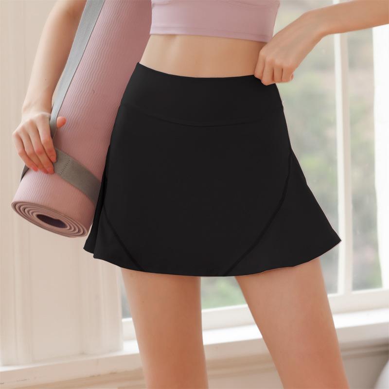 Sports shorts 2025 summer anti-light fake two high waist sports short skirts half body tennis badminton breathable fitness A-shaped skirt