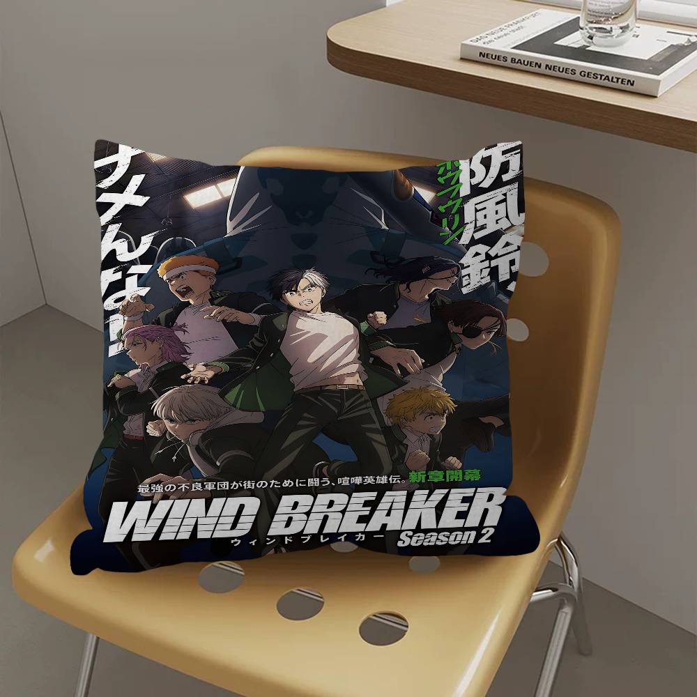 Anime Wind Breaker Decorative Room Aesthetics Pillow Case Home Decor Bedroom Sofa Bed Couch Pillow Cover 45x45