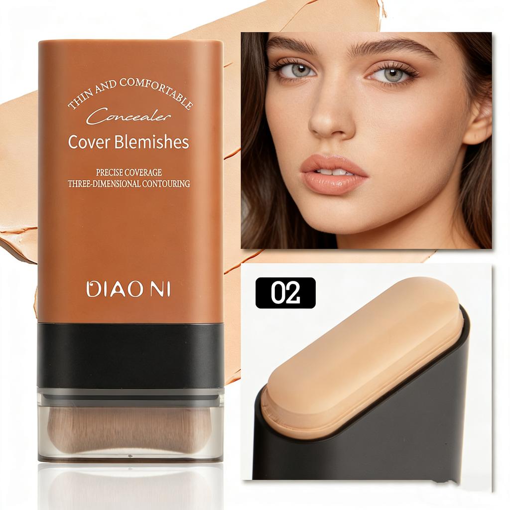1pc Matte Foundation Stick with Brush Flawless Coverage Liquid Foundation Face Cosmetics